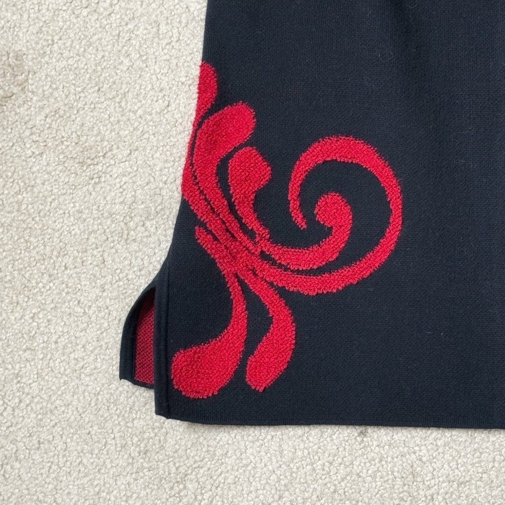 NWT Chicos Cardigan Open Front Longer Length Black Red Textured Scroll Pattern 2 - Picture 10 of 16